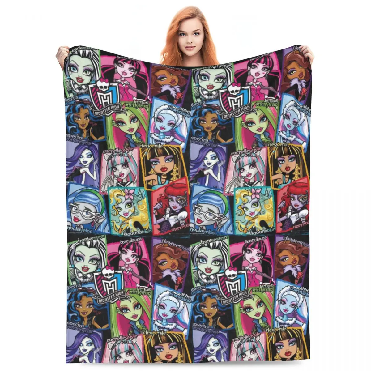 Monster High Character Super Warm BlanketBoy Girl Picnic Anime Throw Blanket Flannel Bedspread For Home Decor Fluffy Bed Cover