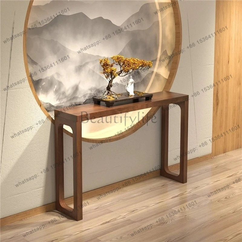 

new Chinese-style long table against the wall, solid wood incense case, table and table, Zen end-view table
