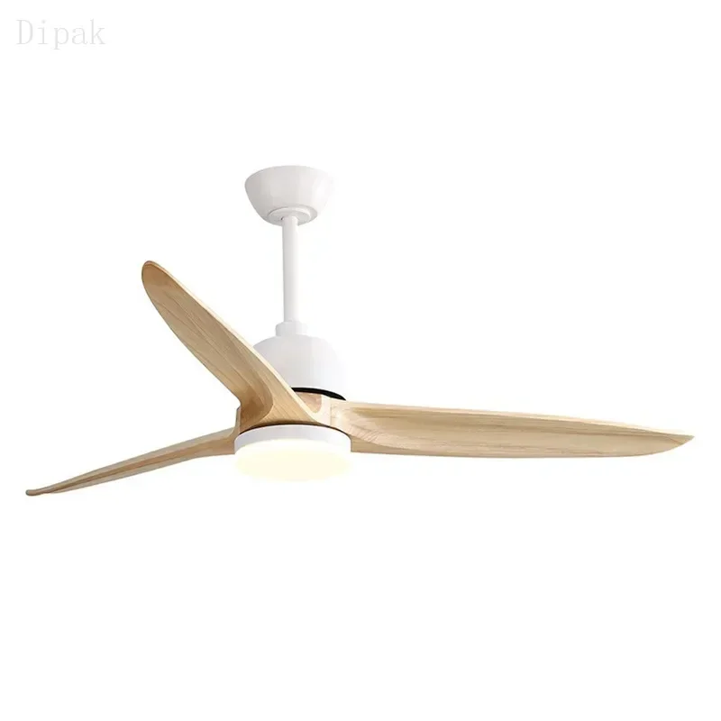 Solid wood Gale 56 Inch LED Ceiling Fan Light Strip 6 Speed Remote Energy Saving DC Motor Matte White