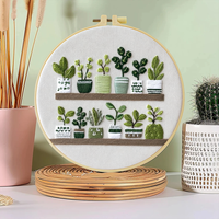 1pc 20X20CM/15X15CM 7.87/6.3inch Fresh and clean green plant potted plants Bag Embroidery Starter Kit DIY kit Home Decor