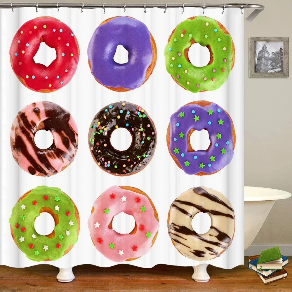 

Colorful Donut Shower Curtain Curtains Polyester Fabric Waterproof Bathroom Decor