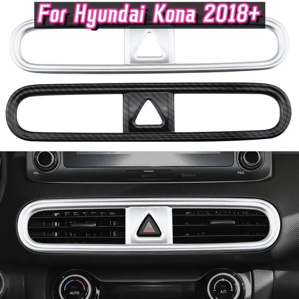 For Hyundai Kona 2018 2019 2020 Accessories ABS Chrome Car Center Console Air Vent Outlet Cover Trim Sticker