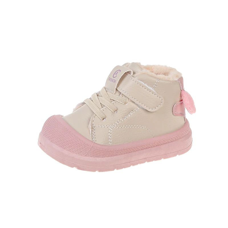 Toddler Fleece Lined High Top Winter Sneaker, Waterproof Upper Protective Toe Cap Non-Slip Casual Shoes Boys Girls Size 21-30