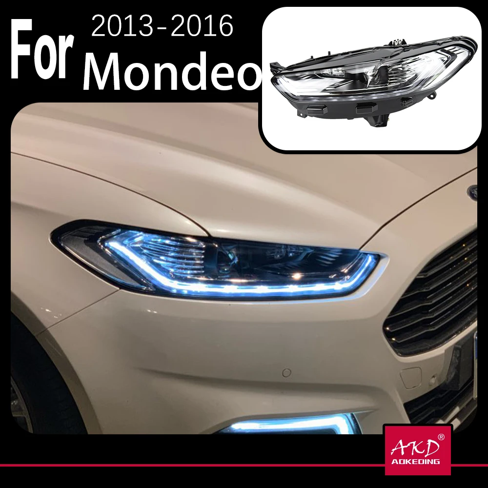 AKD Car Model for Ford Fusion Headlight 2013-2016 Mondeo LED Head Lamp H7 D2H Hid Dynamic Signal Bi Xenon LED Beam Accessories