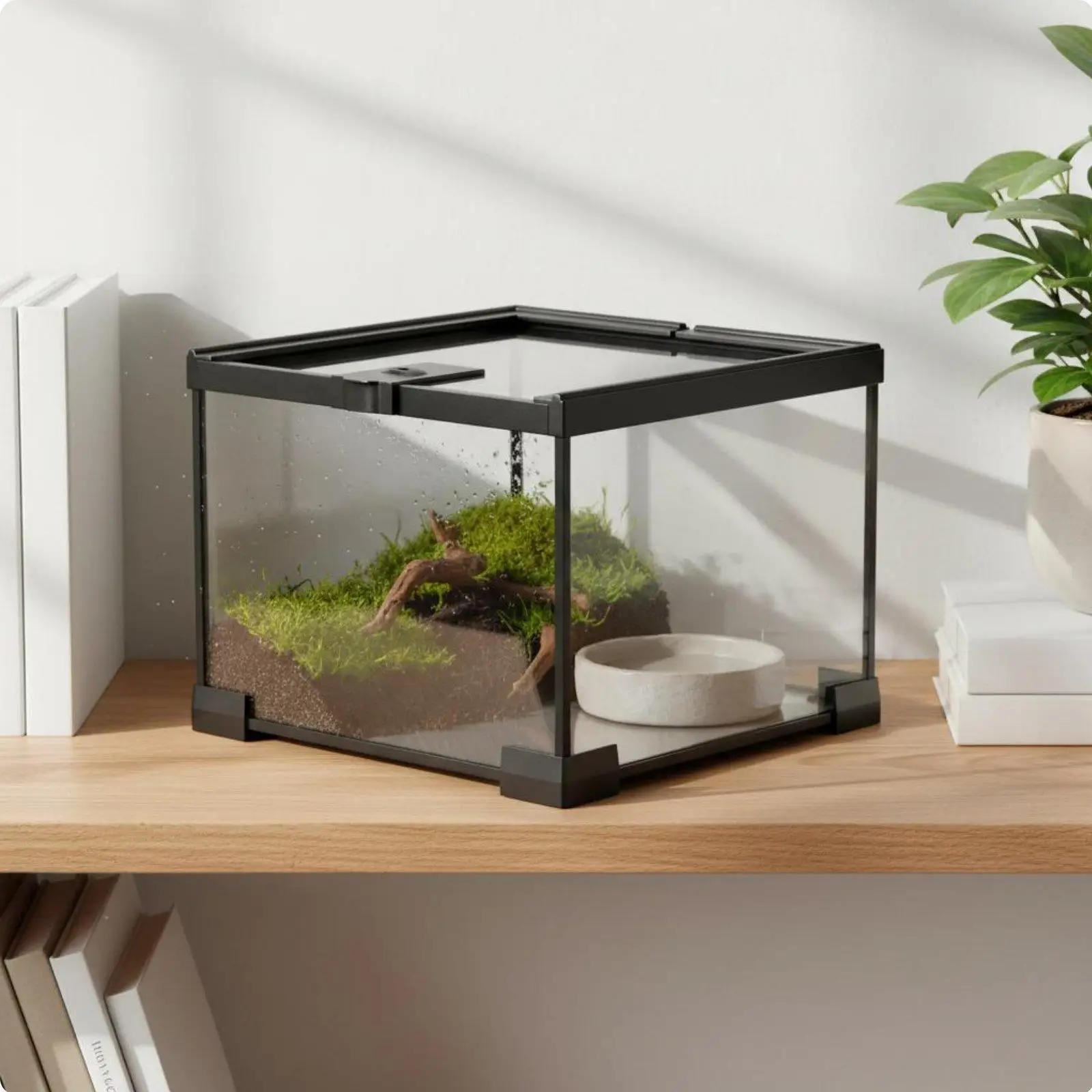 Stackable Reptile Terrarium Glass Cage Secure Mesh Lid with Heat Lamp Holder for Small Pets Display Stackable Reptile Terrarium Glass Cage Secure Mesh Lid with Heat Lamp Holder for Small Pets Display
