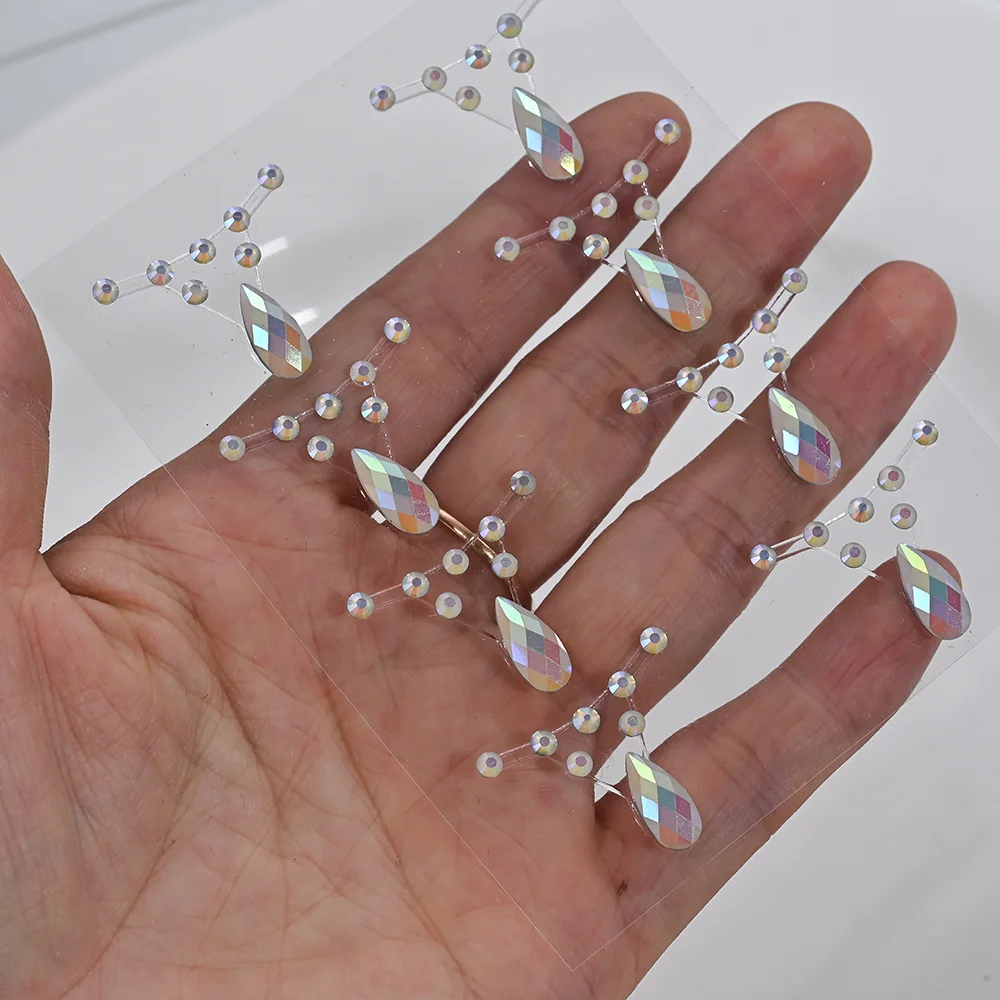 1 Stücke 3D Hohl Stern/Herz Gesicht Edelstein Tattoos Aufkleber Selbstklebende Kristall Schmuck Tattoo DIY Auge/körper Make-Up Dekor Strass * – Detail 11