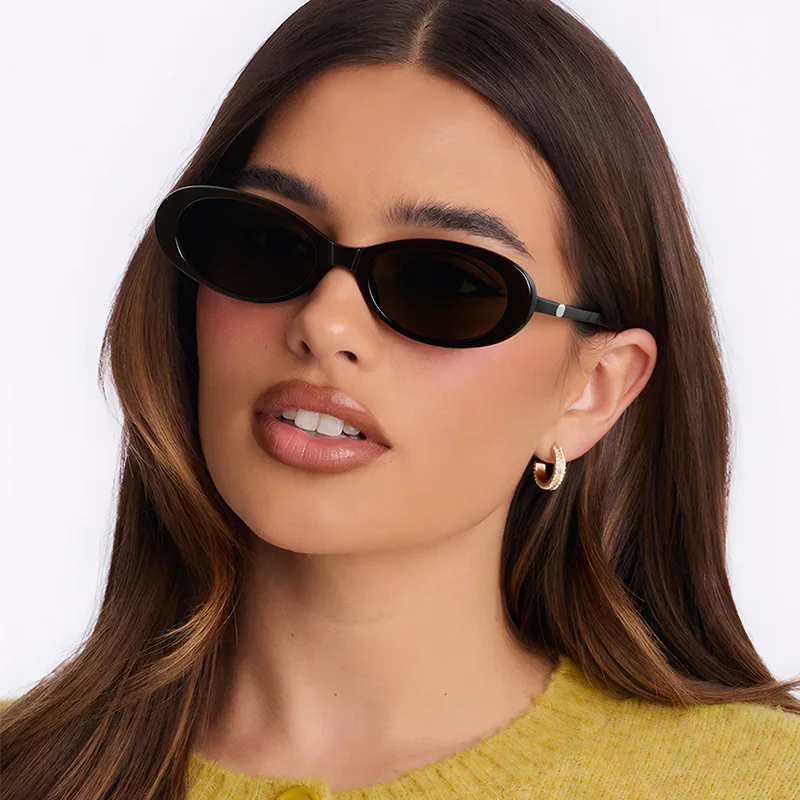 

2026 Retro Small Frame Cat Eye Sunglasses Oval Punk UV400 Slim Face Unisex Shades