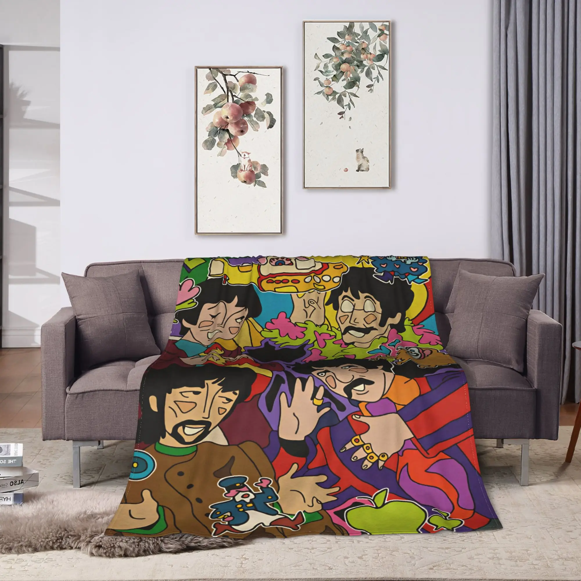 Beatled Music Soft Warm Blanket  Child Plush Bedding Throws Funny Outdoor Flannel Bedspread Sofa Bed Cover