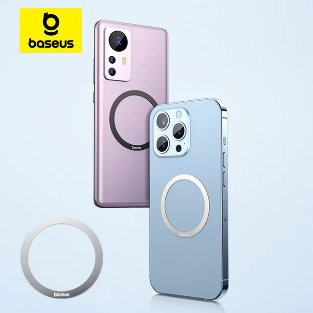 Baseus 2 SZT. Magnetyczny uchwyt z metalowym pierścieniem do iPhone 17 Air 16 15 Pro Max MagSafe Magnes do Samsung Xiaomi Płytka do ładowania bezprzewodowego