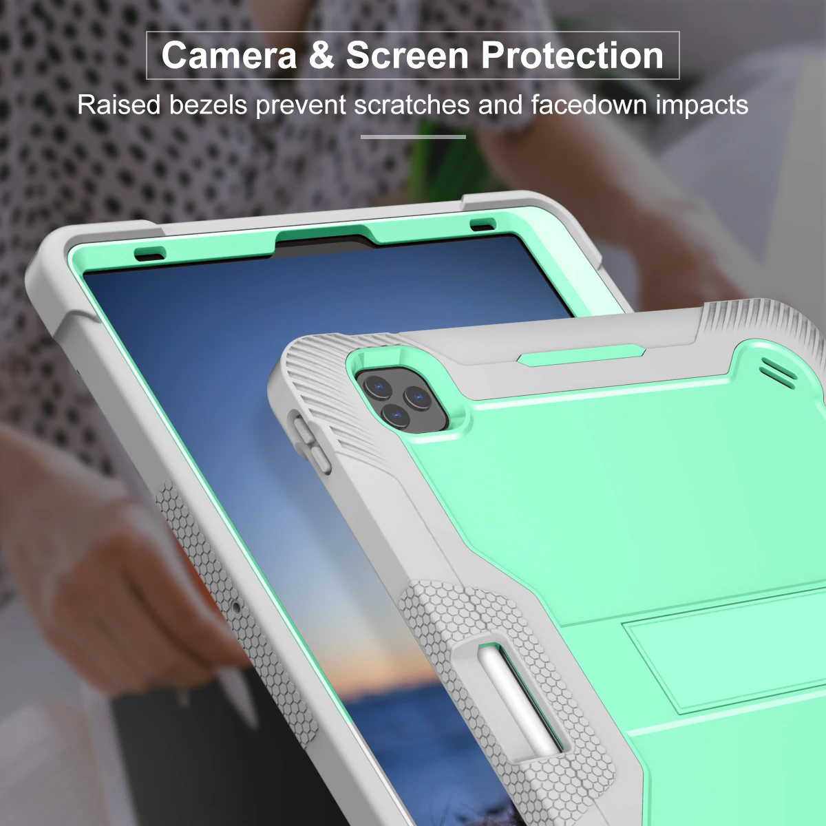 For iPad Pro 12.9 6th 5/4/3nd Rugged Heavy Duty Shockproof Kickstand Protective Cover for iPad Pro 12.9  2022 2021 2020 2018