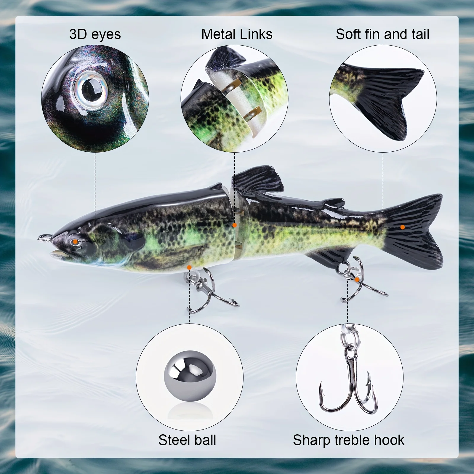 Goture Swimbait Fishing Lure Realistic Trout Hard Glide Bait Slow Sinking Minnow Lures With Treble Hooks For Fishing