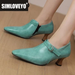ASILETO Vintage donna décolleté tacchi a punta 5.5cm cinturino con fibbia a cerniera Plus Size 48 49 50 scarpe da ufficio da donna quotidiane