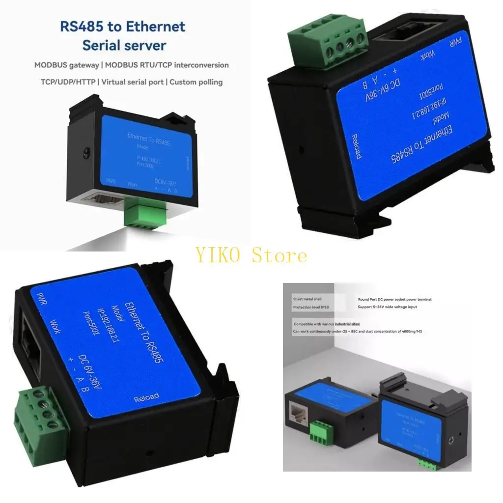 K32C Server Industrial Serial RS485 to Ethernet Converters Modbus RTU Multiple