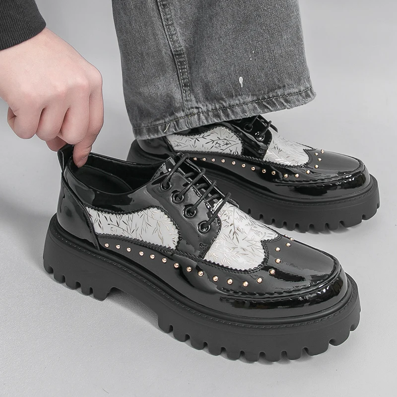 

Casual Platform Men Derby Shoes Men Lace-up Slip-resistant Durable Business-friendly Versatile Casual Shoes Work Boots Men Shoes