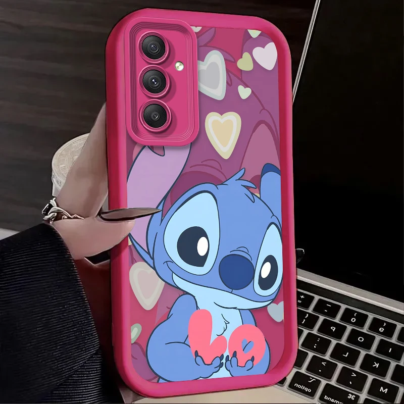 Disney Stitch Angel Love Case for Samsung Galaxy A25 A15 A55 A35 A05 A05S A24 A13 A23 A12 A22 A32 A52 A52S A72 A11 Silicone Capa