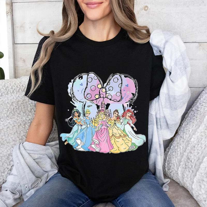 Disney Minnie Mouse T-shirt Magic Kingdom katoenen T-shirt met korte mouwen Amerikaanse retro damesmode casual streetwear sport-T-shirt