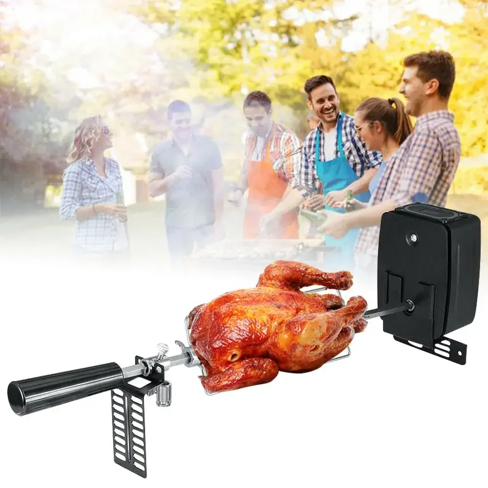 

%a BBQ Rotisserie Kit with Motor For Gas Grill BBQ Fire Pit Stainless Stand Heavy Duty Grill