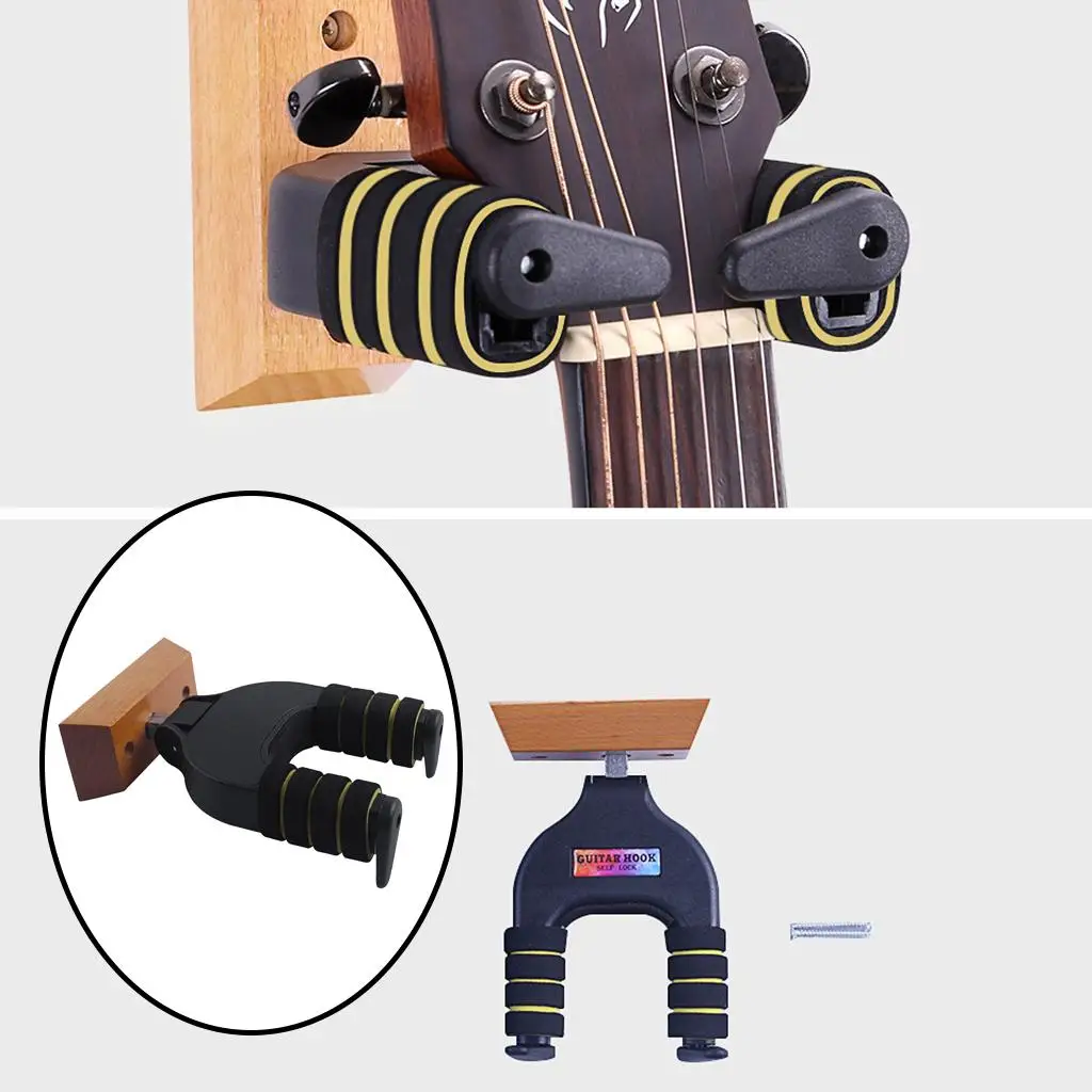 Guitar Hanger Wooden Wall Mount Hook Holder Keeper for Electric Acoustic Guitars Bass Ukulele Guitar Accessories