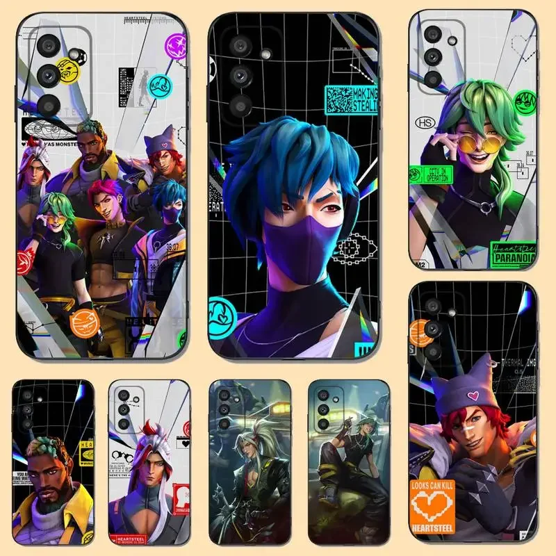 L-LOL HEARTSTEEL Phone Case For Samsung S23,22,21FE 20,10lite 9,8,5plus 6,7edge Note20,20ultra Black Silicone