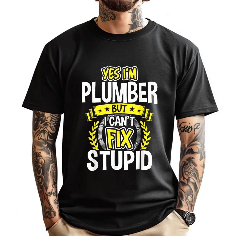 نعم أنا سباك الرجال تي شيرت جودة عالية المتضخم تي شيرت بلايز الاتحاد الأوروبي حجم بارد