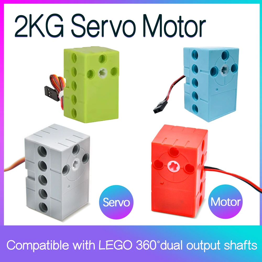 Programmable  2KG 360 Degree Servo&Motor Compatible With LEGO Building Blocks Projects Suitable Dual Output Shaft DIY Parts