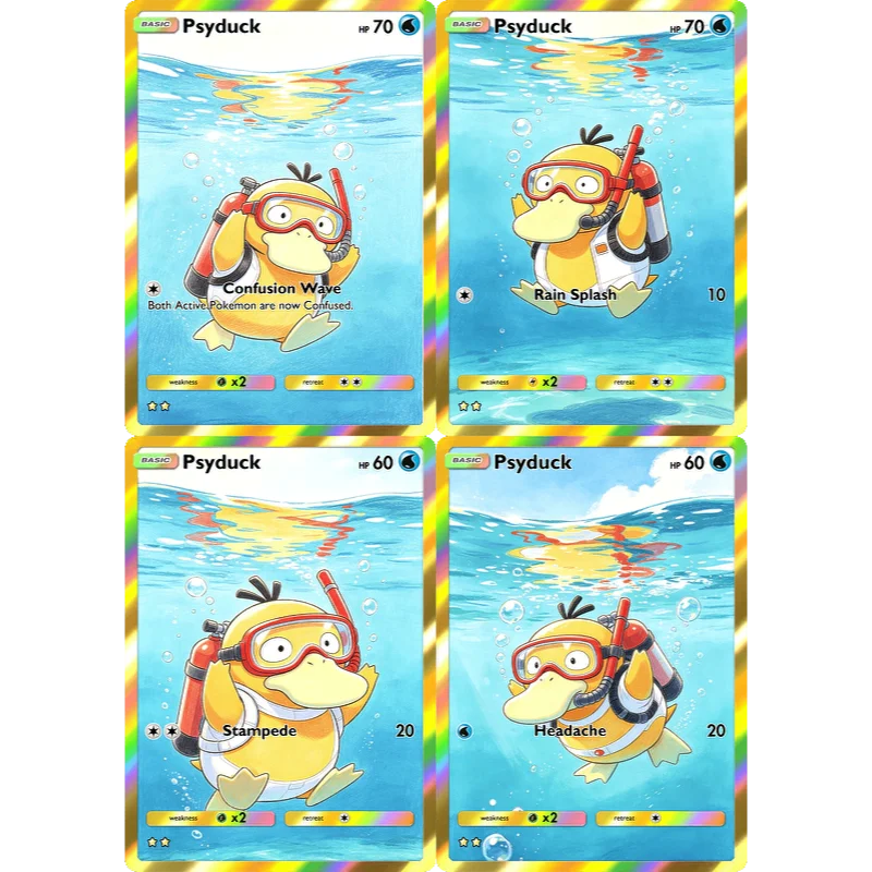 

4Pcs Pokemon Cards Psyduck PTCG Shining Rare Holographic Cards Collection Creativity Game Anime Flash Cards Pokemon Card Gift