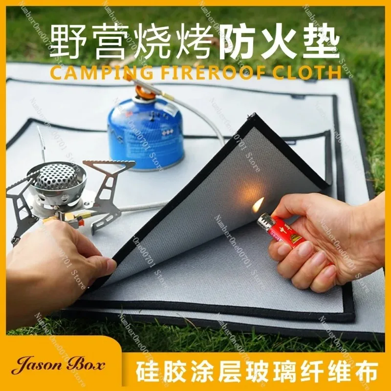 Fireproof Camping Blanket Heat Resistant Silicone Fiberglass Mat for BBQ Grill Fire Retardant Tarp