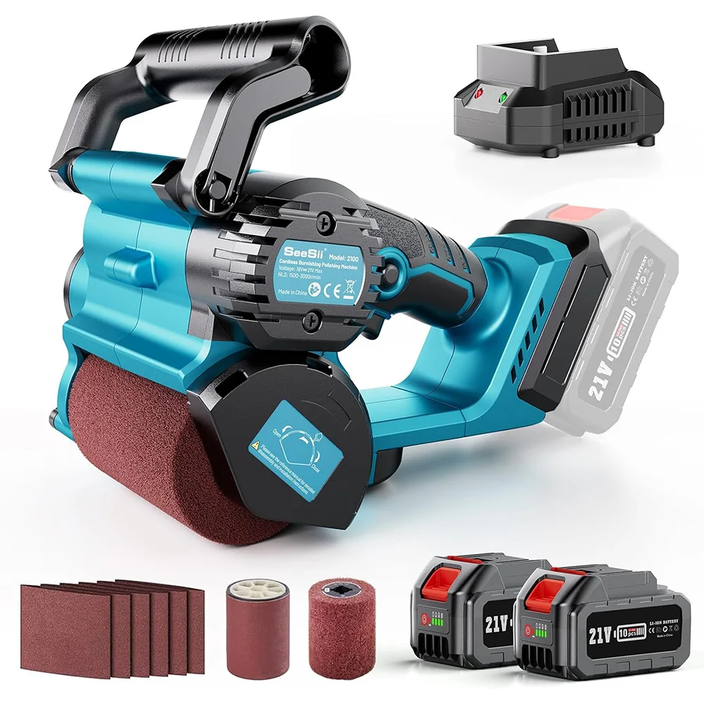 

Seesii Cordless Surface Conditioning Tool 6-Speed Burnisher Drum Sander for Woodworking Dust Collection for Metal Polishing