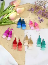Bohemian Holiday Style Earrings Multi Layered Tassel Pendant Colorful Jewelry Set Women's Earrings