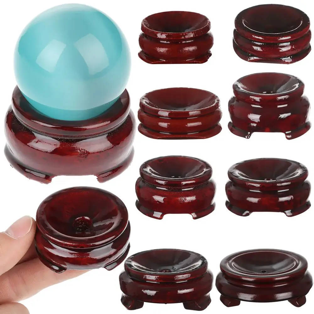 Natural Home Decoration Desktop Ornament Fixed Seat Crystal Ball Base Statue Pedestal Wood Holder Miniature Display Stand