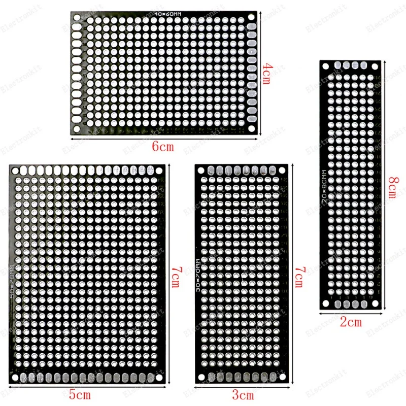 20pcs Black PCB Prototype Board Prototboard Universal Stripboard Prototyping Veroboard 2X8 3X7 4X6 5X7 5Pcs Each Value