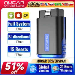 MUCAR DriverScan Auto OBD2 diagnostisch hulpmiddel Alle systeemdiagnose Bidirectionele controle Actieve testolie SAS ABS DPF 15 Reset voor alle auto's