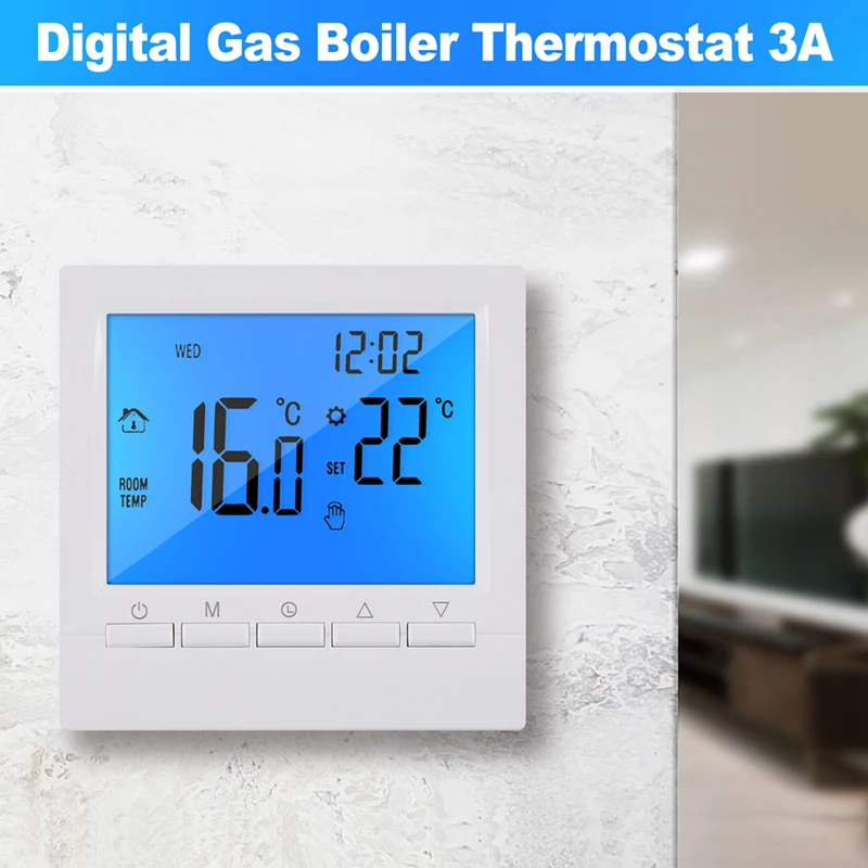 Программируемый цифровой термостат 3A, еженедельный регулятор комнатной температуры для эффективного домашнего отопления, синяя подсветка