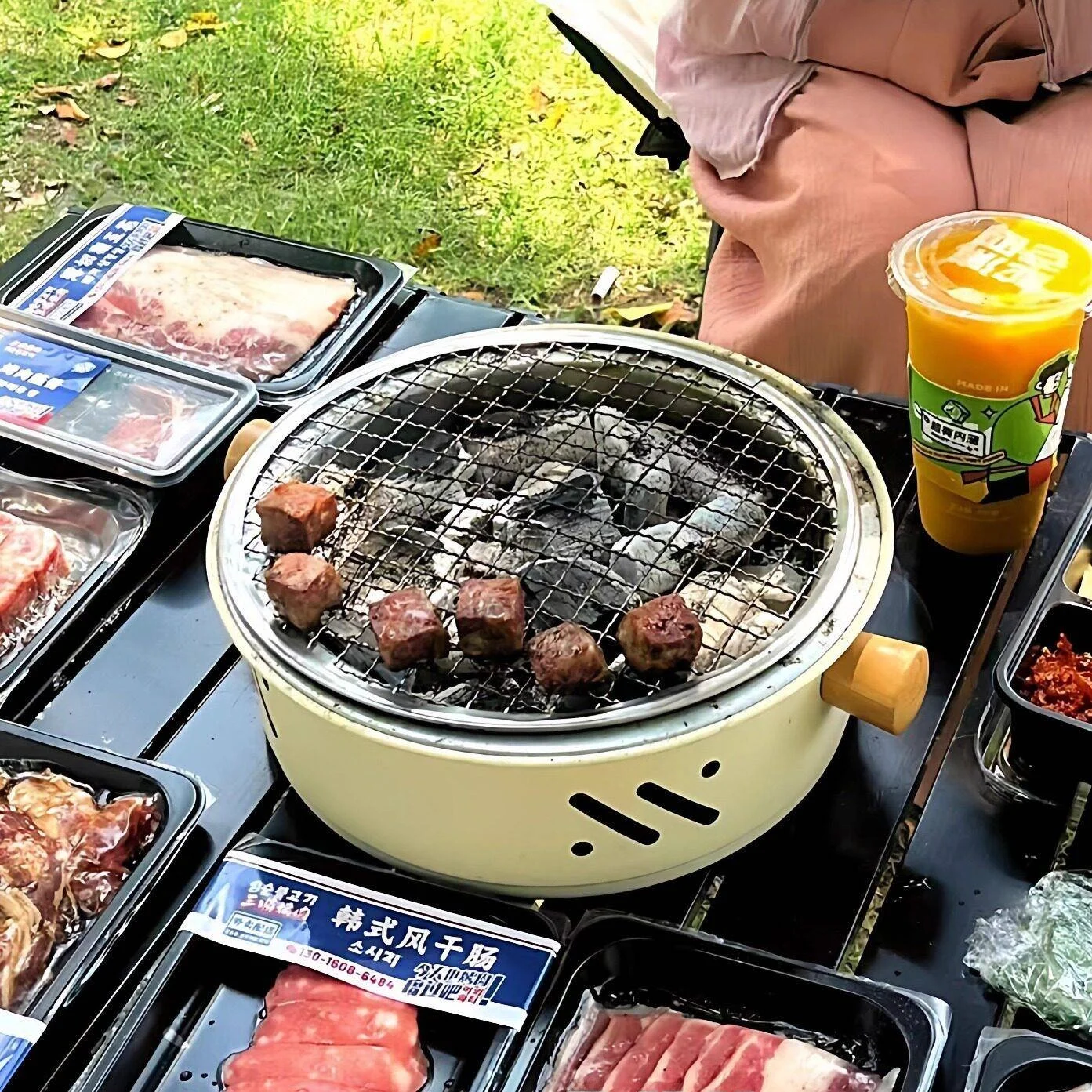 ポータブル使い捨てbbqグリル-アウトドアキャンプ-庭-魚ステーキ焼きストーブ-炭燃料-2～5人用-屋外使用に最適