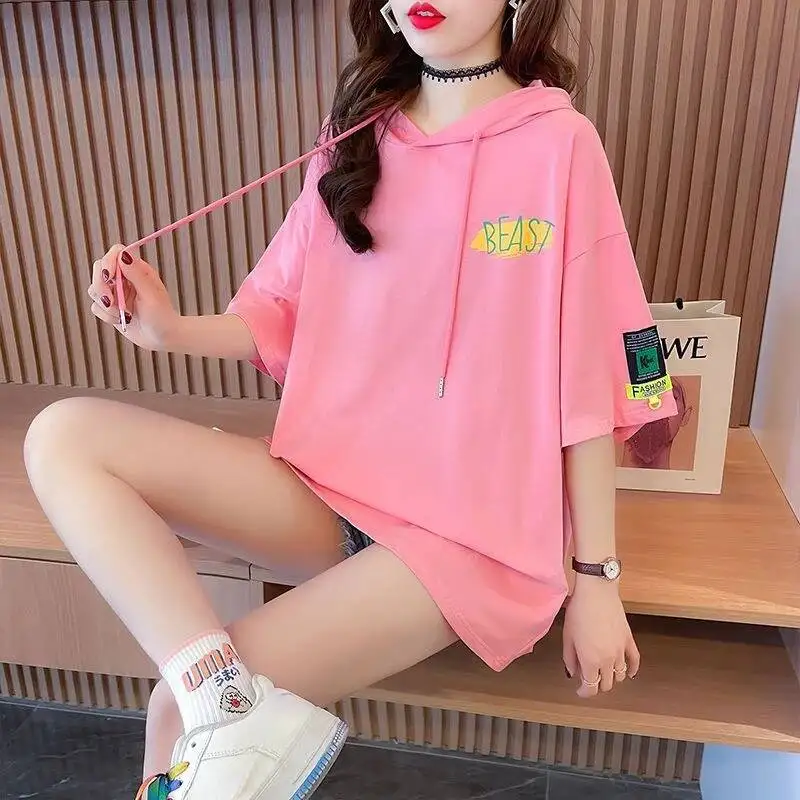 بلايز امرأة فضفاضة قصيرة الأكمام الجرافيك القطن الصيف الزي الأسود تي شيرت للنساء Y K الملابس الكورية مراجعات قطعة واحدة أنيقة