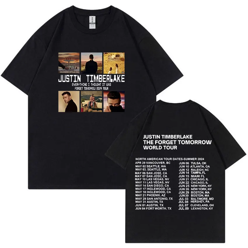 2024 Justin Timberlake Forget Tomorrow World Tour T Shirt Men Hip Hop Fashion Clothing T-shirts Unisex Oversized Cotton T-shirt