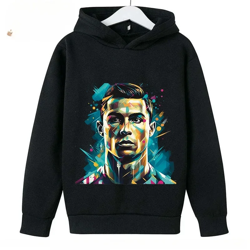 2024 New Children\'s Casual Hoodie Sports Sweatshirt for Boys and Girls Ronaldo Printed Blue 2-14 Years Spring Autumn Fashion Top