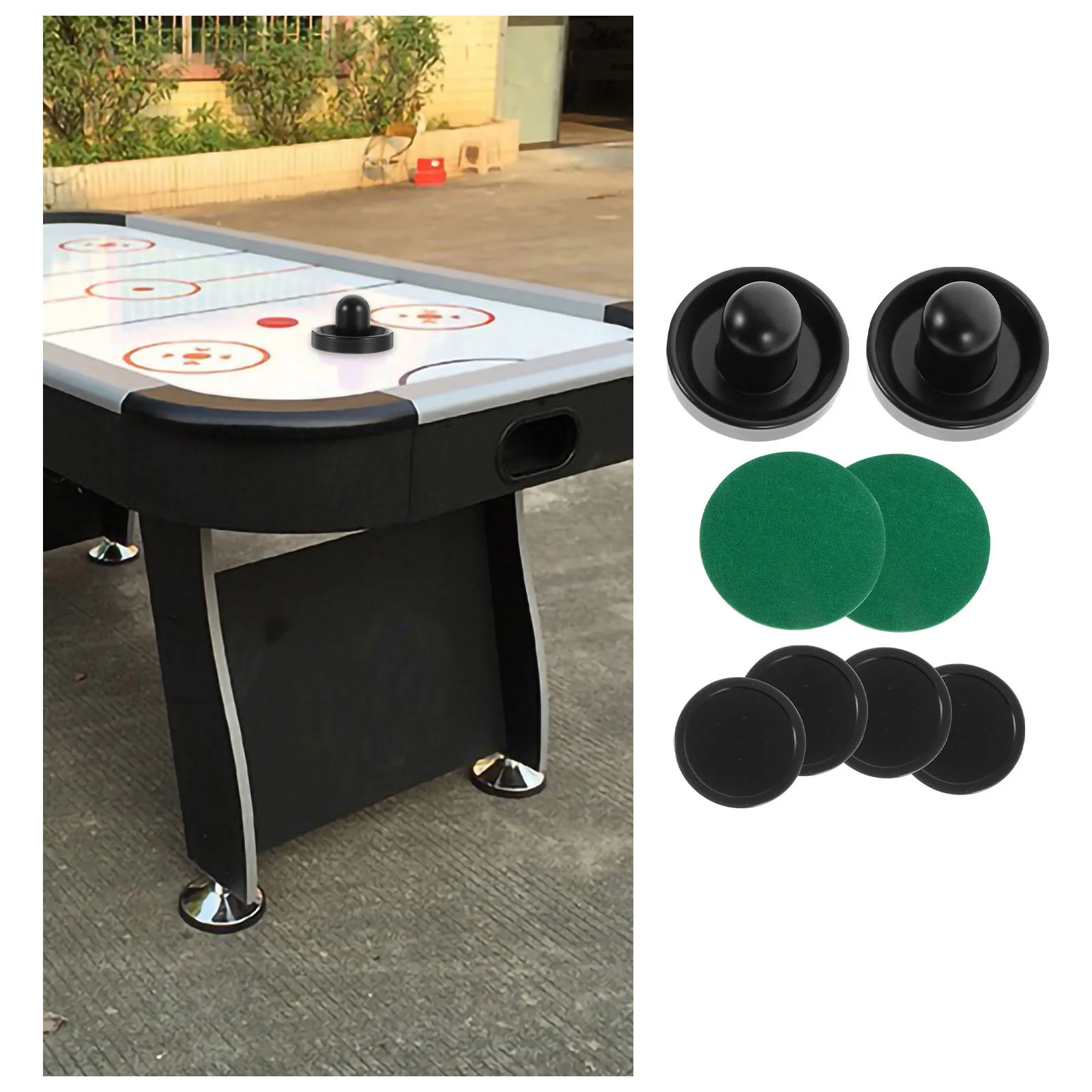 

2 Sets Hockey Pucks Ice Machine Portable Handles Wear-resistant Air 6x6cm Accessory Black Supply