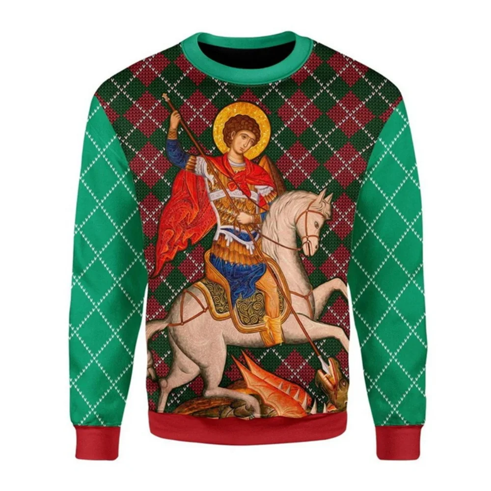 Sudadera navideña fea para hombre y mujer, suéter de Jesús, suéteres con estampado 3D de San, Tops, nueva ropa Unisex, sudaderas informales de uso diario
