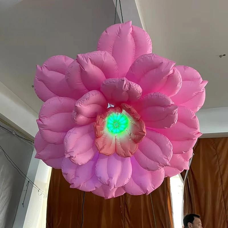 wholesaleGiant Wedding Pink Lighting Inflatable Blooming Flower Props Flores Hinchables Giant