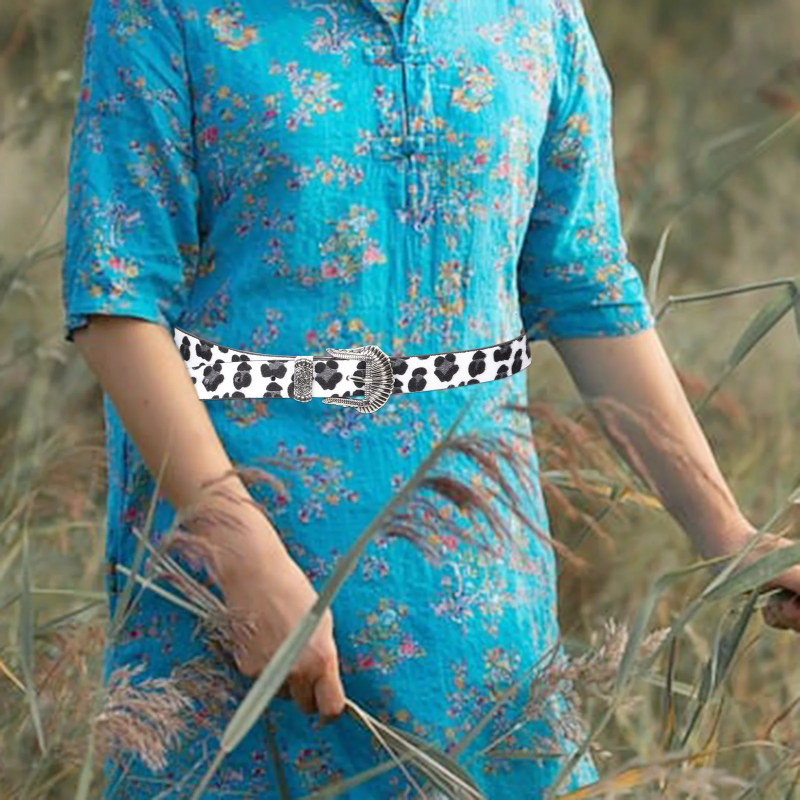 

Retro Leopard Print Artificial Belt Western Buckle Adjustable Waistband Vintage Belt for Women Western Belts for Woman