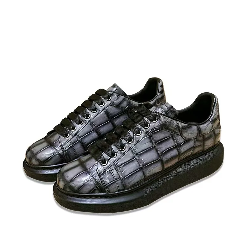

2026 new arrival Fashion Crocodile Skin causal shoes men,male Genuine leather sneakers PDD810