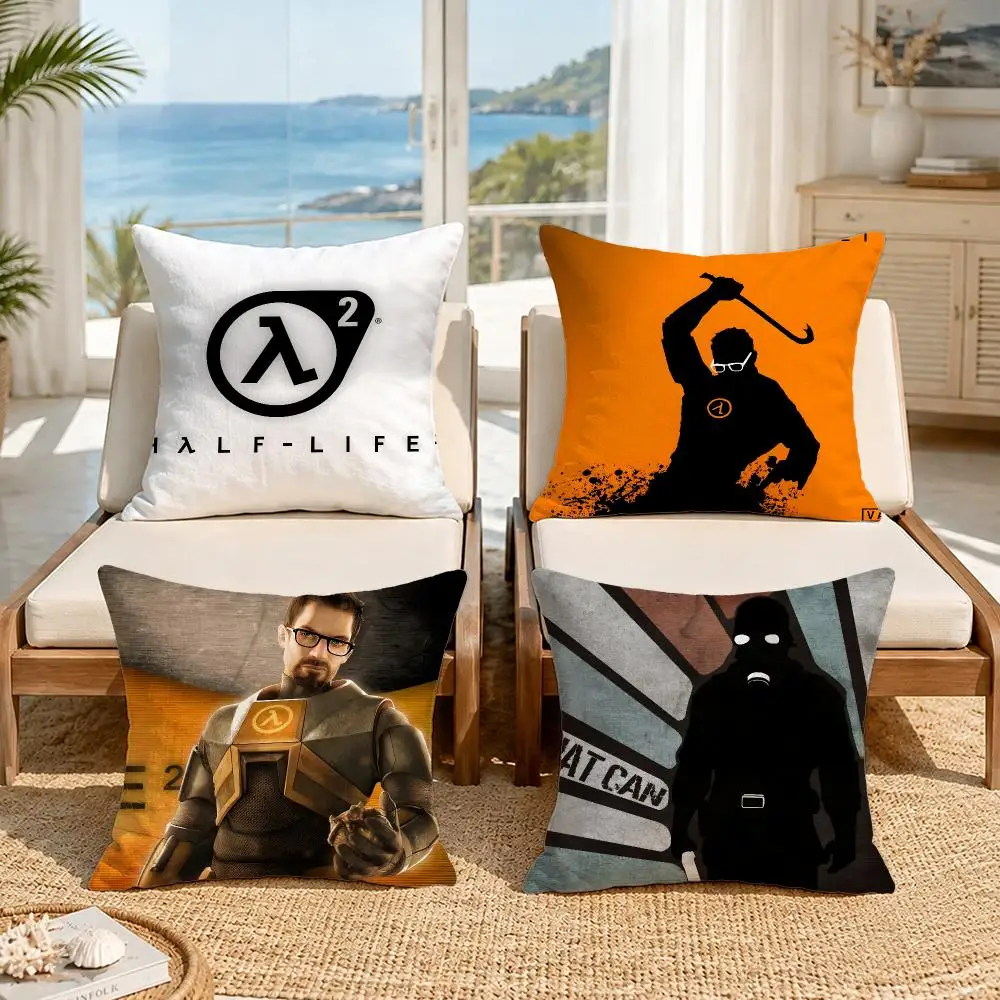 Game Half Life Cushion Cover Premium Skin‑Friendly Short Plush Pillow Cover, Airy Casual Cushion for Hotel Homestay