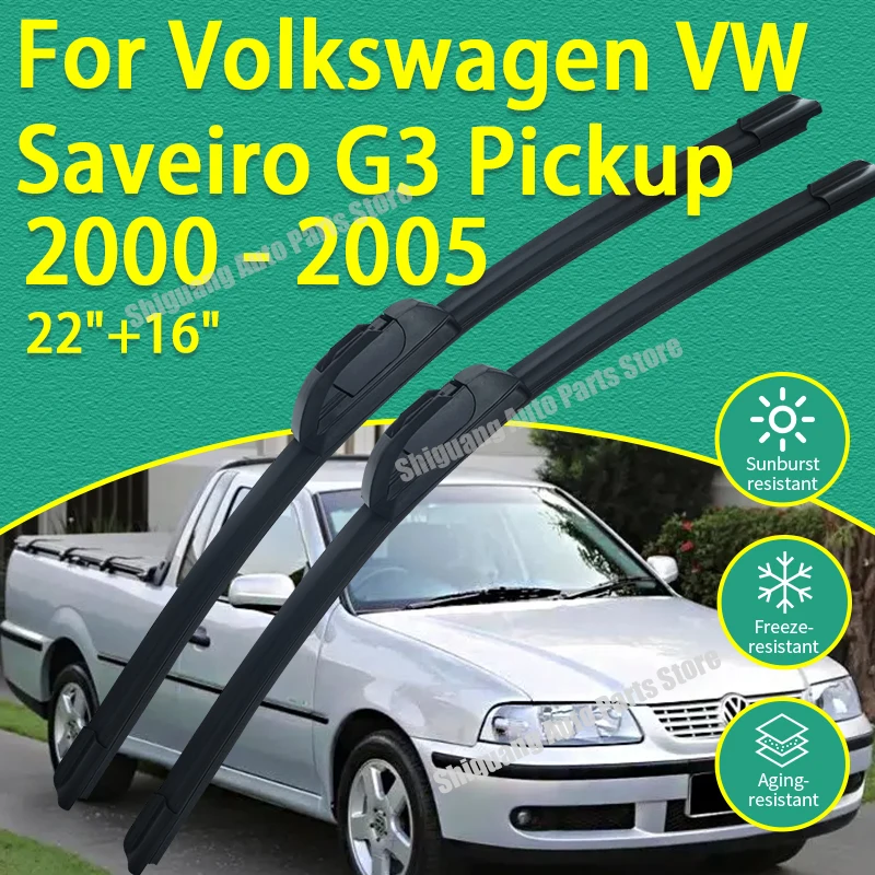 Palhetas de Silicone para Limpeza de Para-brisa para Volkswagen VW Saveiro G3 Pickup 2000 - 2005, Acessórios para Limpeza de Carros