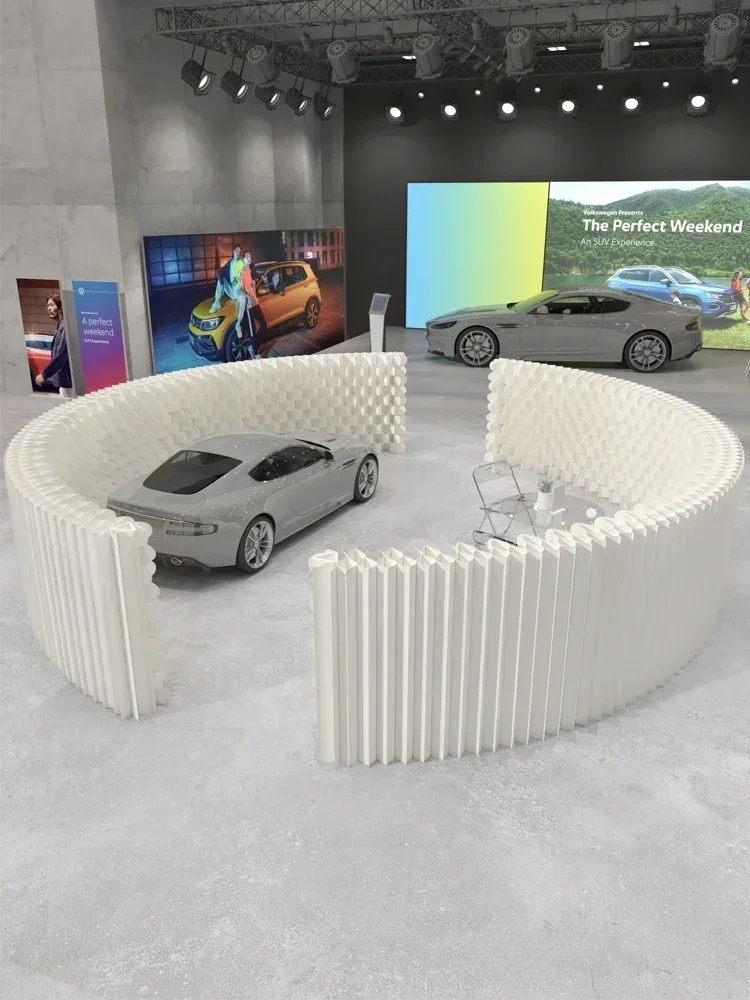 Creative Foldable Screen Office Mobile Folding Background Wall Commercial Exhibition Partition Modern Art Paper Screen