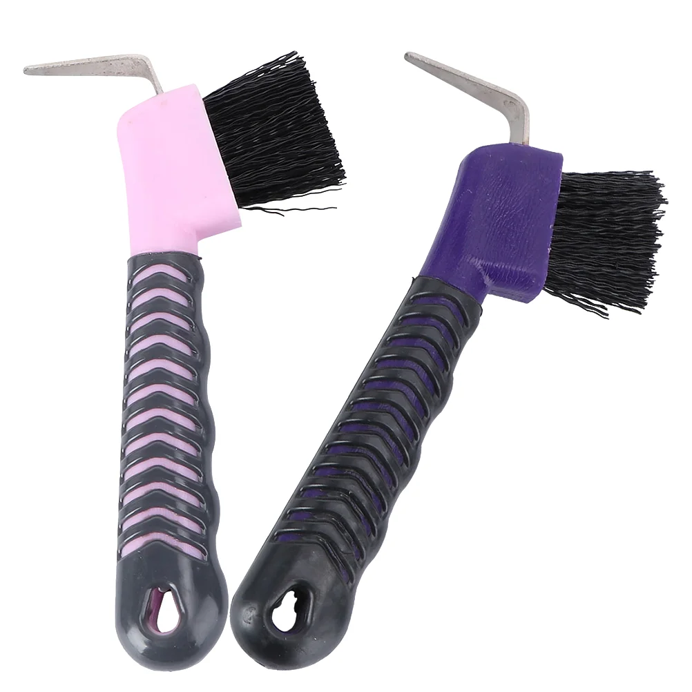 

2 Pcs Horseshoe Brush Hoof Cleaning Accessory Set Pick Supple Grip Picks Tool Aid Grooming Tools for Tpe