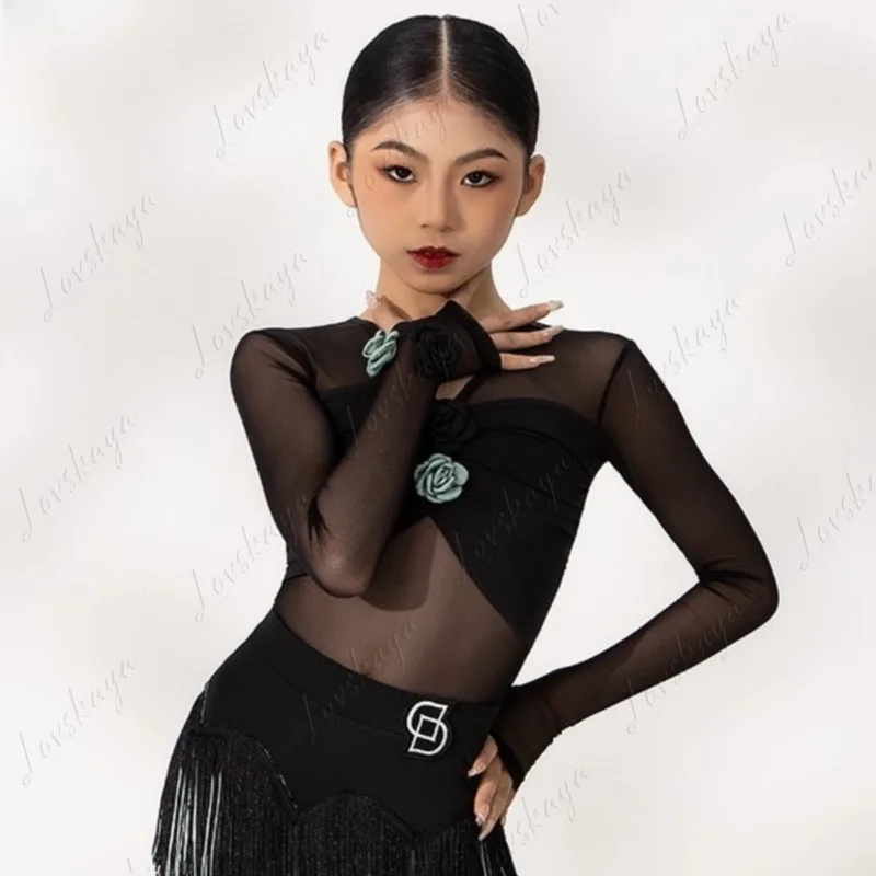 라틴 댄스 의상, 새로운 댄스 의류, 상의, 새로운 고급 댄스 연습복