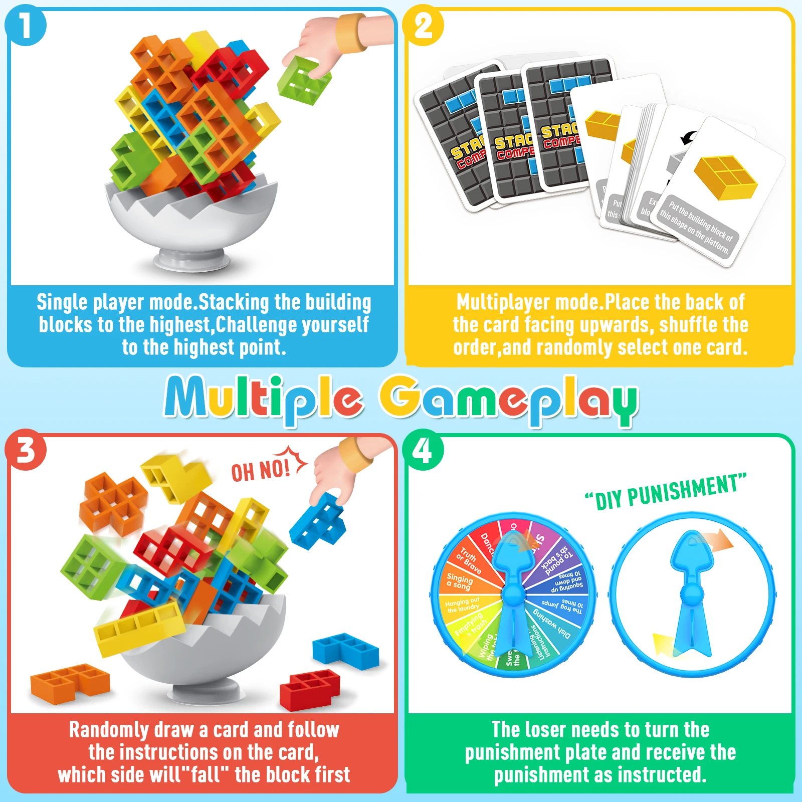 64-70 قطعة لعبة لوحية مكدسة للحفلات العائلية لعبة الدعامة اللبنات المنافسة للأطفال الكبار هدايا عيد الميلاد ألعاب سطح المكتب