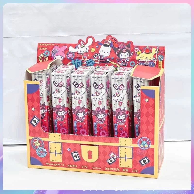 

12 шт. Kawaii Hellokitty Cinnamon Press гелевая ручка мультфильм 0,5 мм черная ручка для подписи студенческие канцелярские принадлежности подарок оптовая продажа