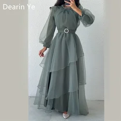 Customized Prom Gown Saudi Arabia Formal Dearin Scoop Neckline A-line Floor Length Skirts Layered Draped Tulle Contoured Bespoke